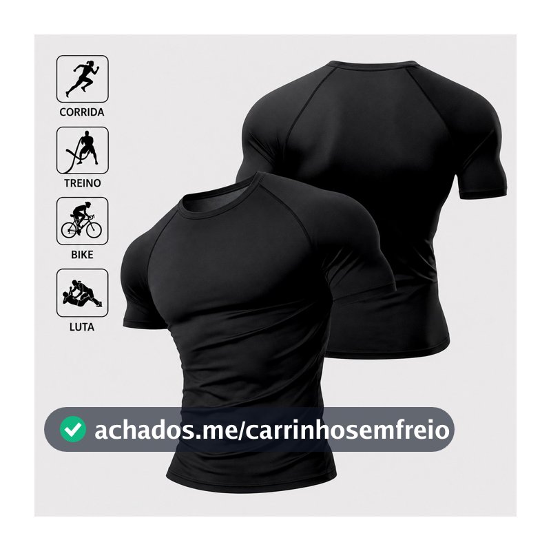 Camisa de Compressão Poliamida LISA Masculina Camiseta BASICA Rash Guard Jiujitsu Academia Treino