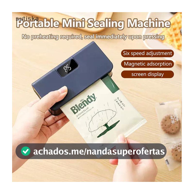 sutiska Mini Selador De Sacos Plásticos 2 Em 1 , Máquina Seladora De Saco De Calor Portátil , Paage , Seis Tela De Energ