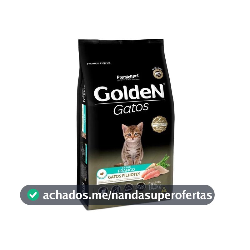 Ração para Gatos Filhotes Sabor Frango Golden Fórmula 10,1Kg