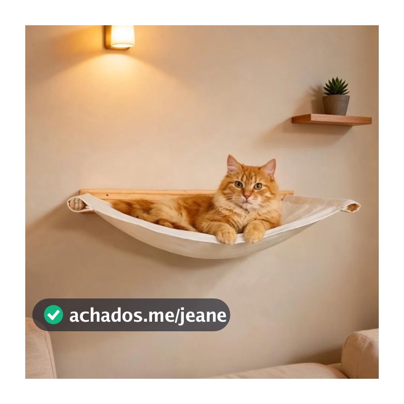 Rede Cama De Parede Grande Suspensa Para Gatos Brie Pet Bege