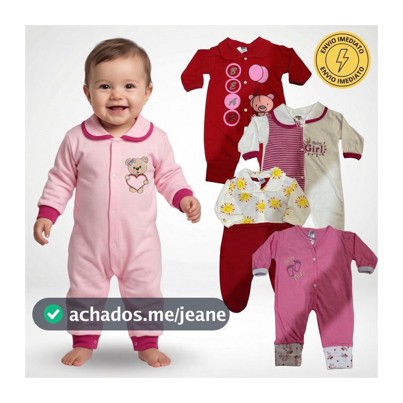 Kit 4 Macacão Menina Bebê Estampado Algodão Vira Pé Reversível Inverno Confortável Enxoval Macio