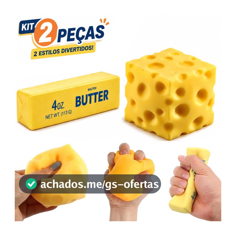 Squishies Manteiga e Queijo Brinquedos Sensoriais Antiestresse Macios para Apertar Fidget Toy