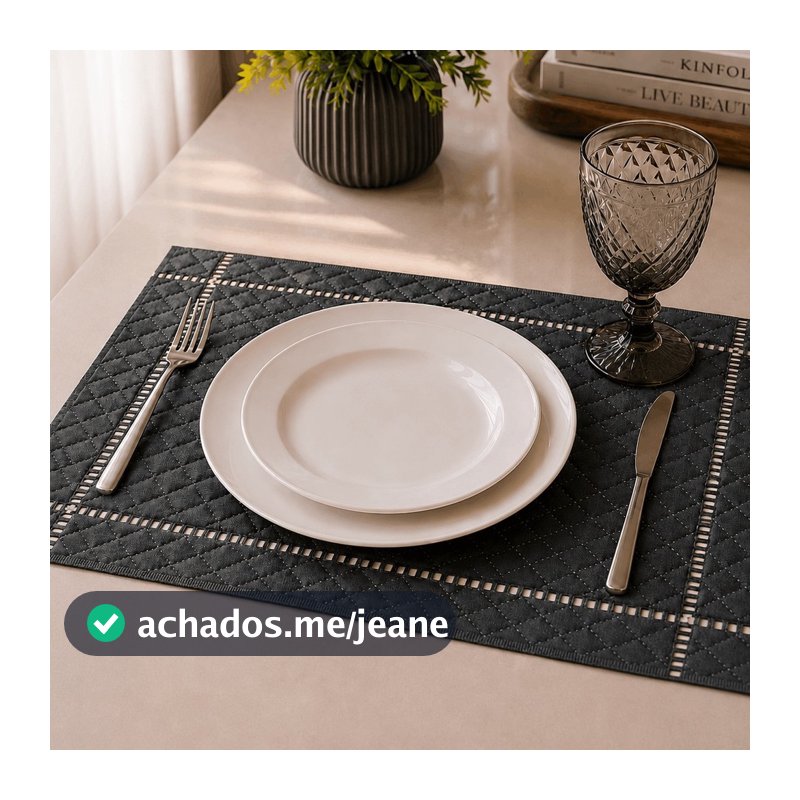 Jogo Americano Souplat Retangular Mesa Posta Kit 2 4 6 8 Lugares Matelado Ultrassônico Design Palito