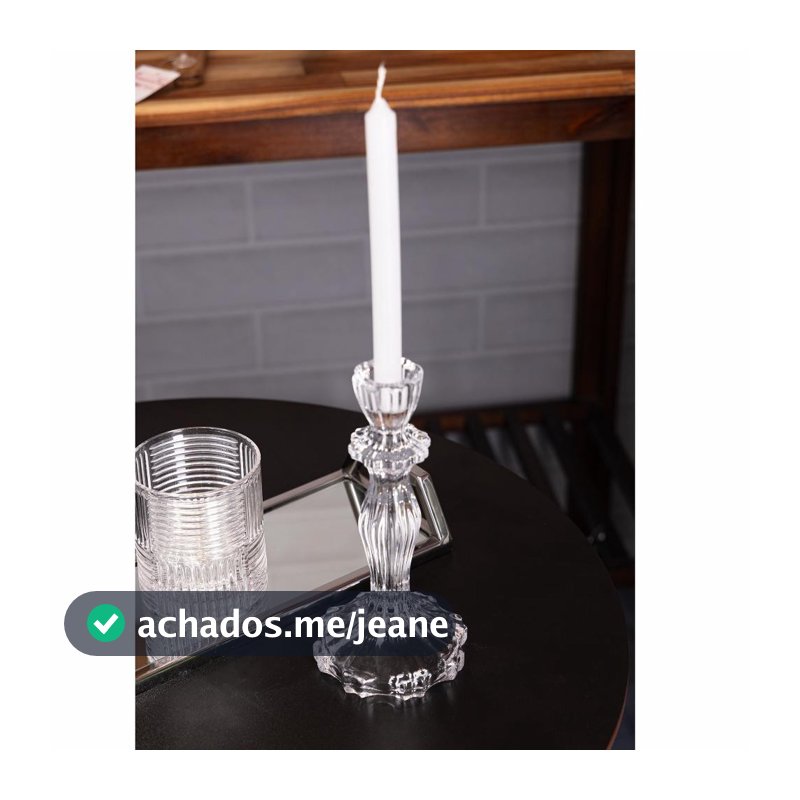 Castiçal para Vela Wolff Athenas de Vidro 10cm x 20,5cm