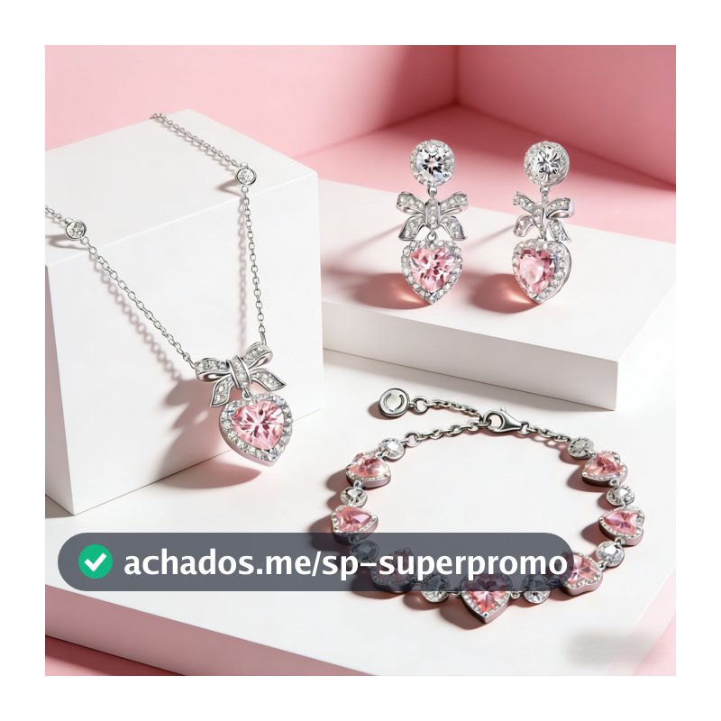 S925 prata coração conjunto de 3 peças pulseira/colar/brincos-presente para namorada