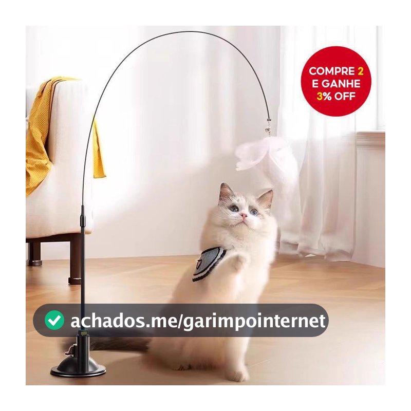 Ventosa Gato Teaser Brinquedo Com Penas Varinha Interativa Engraçado De Cabo Longo Para Gatos Preto
