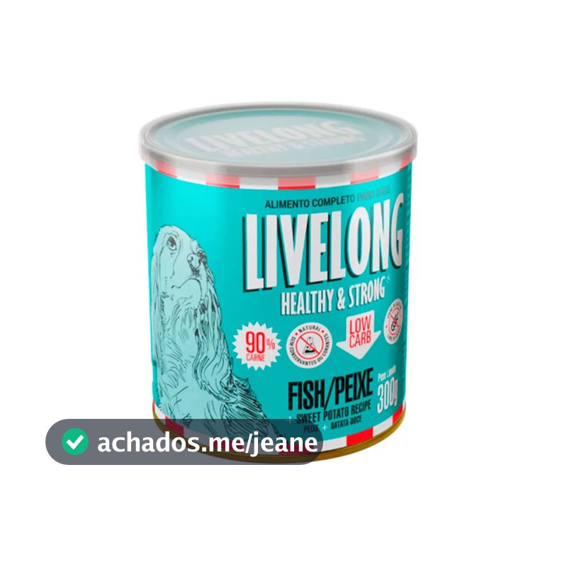 Ração Úmida Livelong Sabor Peixe 300gr  Para Cães - Alimento Natural