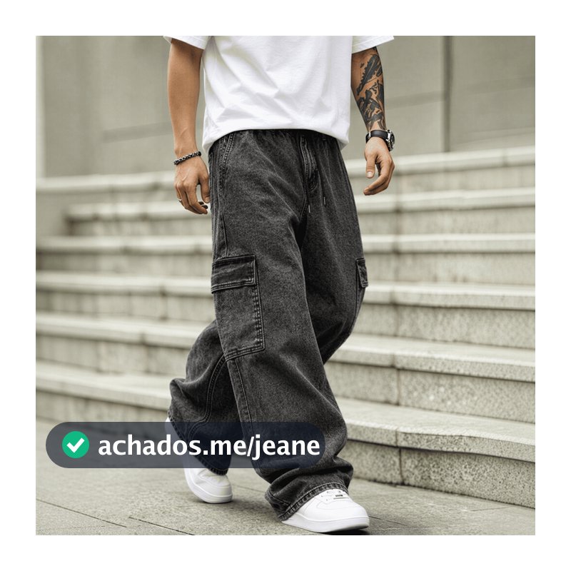 Calça Cargo Unissex Larga Baggy Wide Leg Streetwear Skate Hip Hop Oversized Casual Cordão Ajustável Bolsos Cargo Moda
