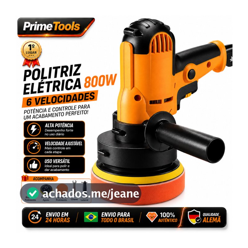 Politriz Elétrica Automotiva 800W 6 Velocidades Lixadeira Polidor