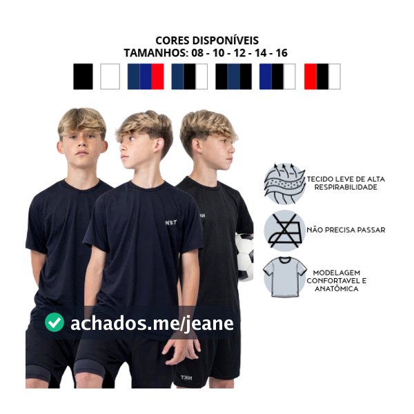 Kit 3 Camisetas Esportivas Dry Fit Juvenil