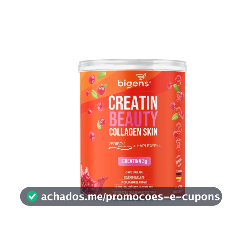 Creatin Beauty Collagen Skin: Verisol®+Haplex®Plus+Creatina Zinco, Selênio, Cromo, Ác.Hialu | Bigens