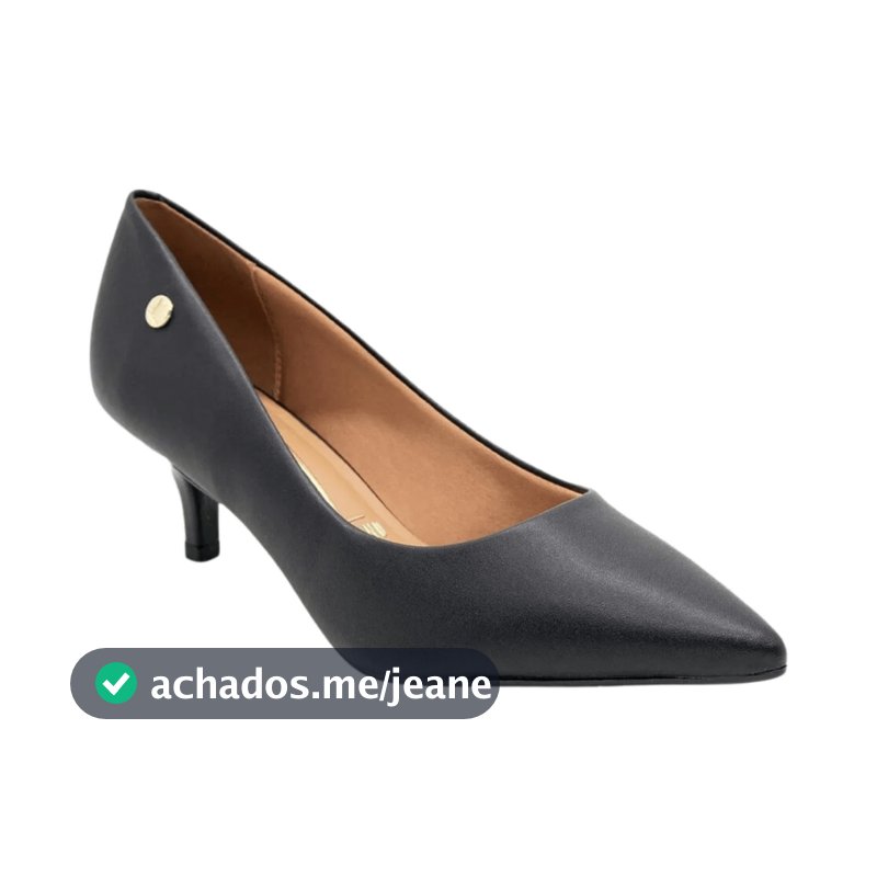 Vizzano Scarpin Feminino Salto Fino Baixo Preto Casual