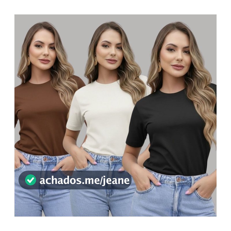 Kit 3 T-Shirt Algodão 30.1 Comfort Confortavel Estilosa Baby Look Casual Básica Urbana