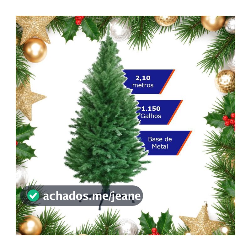 Árvore De Natal 2,10m 1150 Galhos Tradicional Pinheiro Verde Cheia Luxuosa Modelo Premium