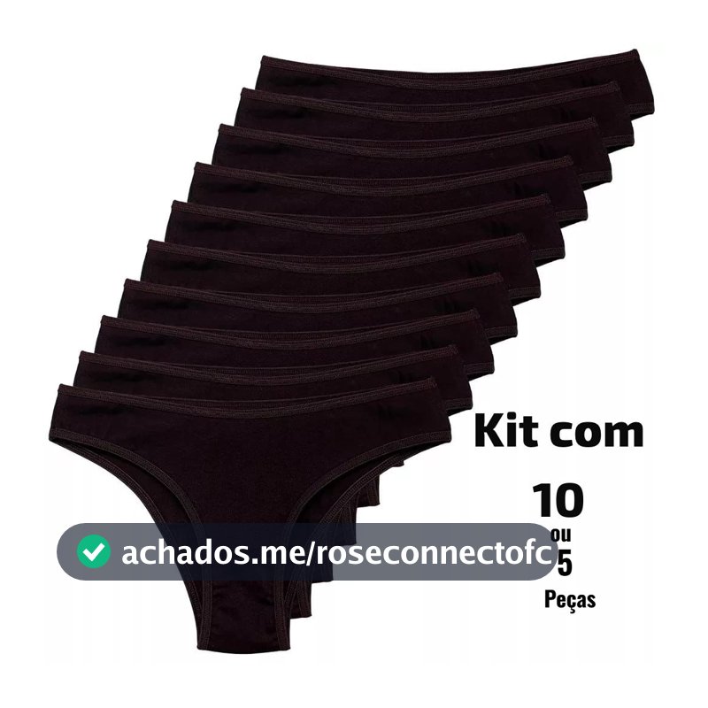 Kit Calcinha Cotton Confort Algodão Tanga Básica Feminina Conforto