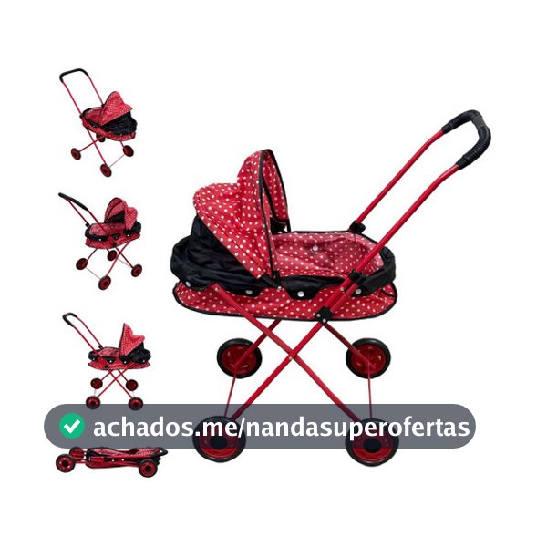 Carrinho De Boneca Tipo Berço Estampado Importway Com 4 Rodas Leve Portátil Infantil Para Meninas