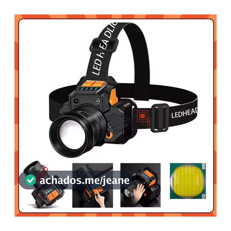 Cabeca Professional Lantern Led Prova Dágua Farol Potente Forte Recarregável Para Camping