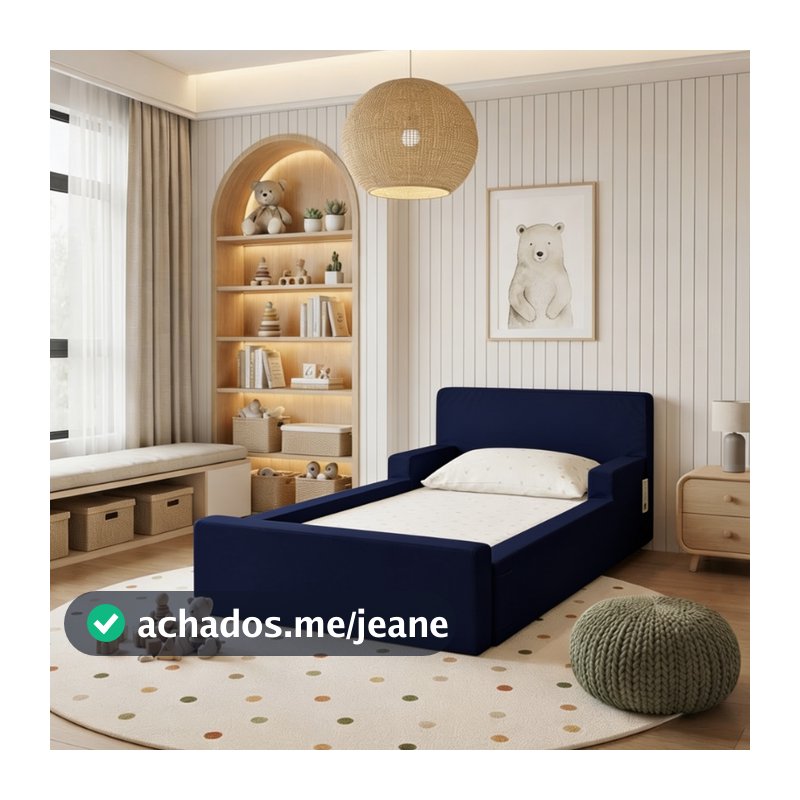 Cama Infantil Montessoriana 100% Espuma D26 Com Colchão Proteção Lateral Capa Removível Encanto