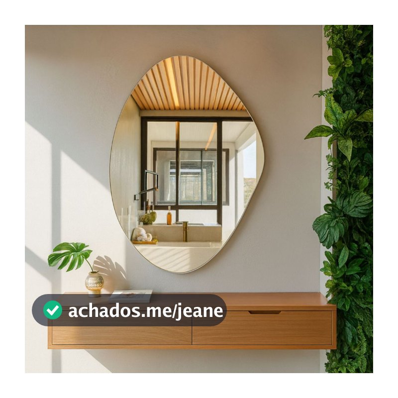 Espelho Orgânico Moderno Decorativo 60x40cm Lapidado S/Moldura Sala Banheiro Quarto Lavabo Luxo