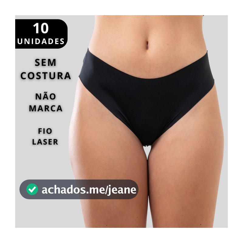 Kit 10 Calcinhas Sem Costura Fio Laser com Forro de Algodão Não Marca e Não Enrola Conforto - MAMUT
