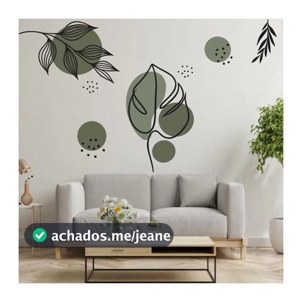 Adesivo De Parede Boho Verde Autocolante Costela De Adrão