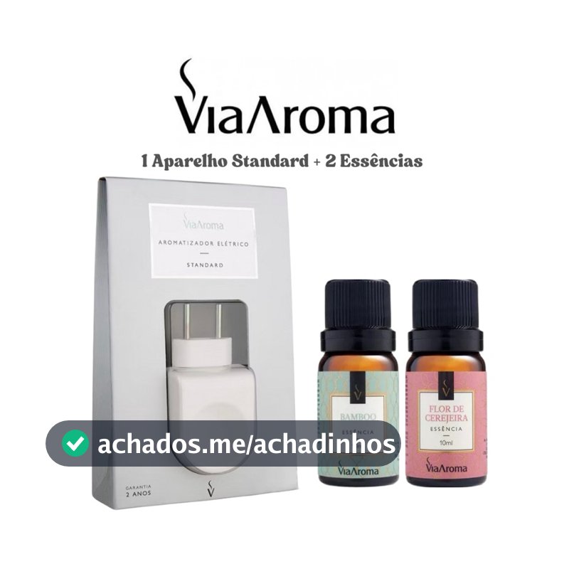 Difusor Elétrico de Ambiente Standard Via Aroma Branco + 2 Essências.