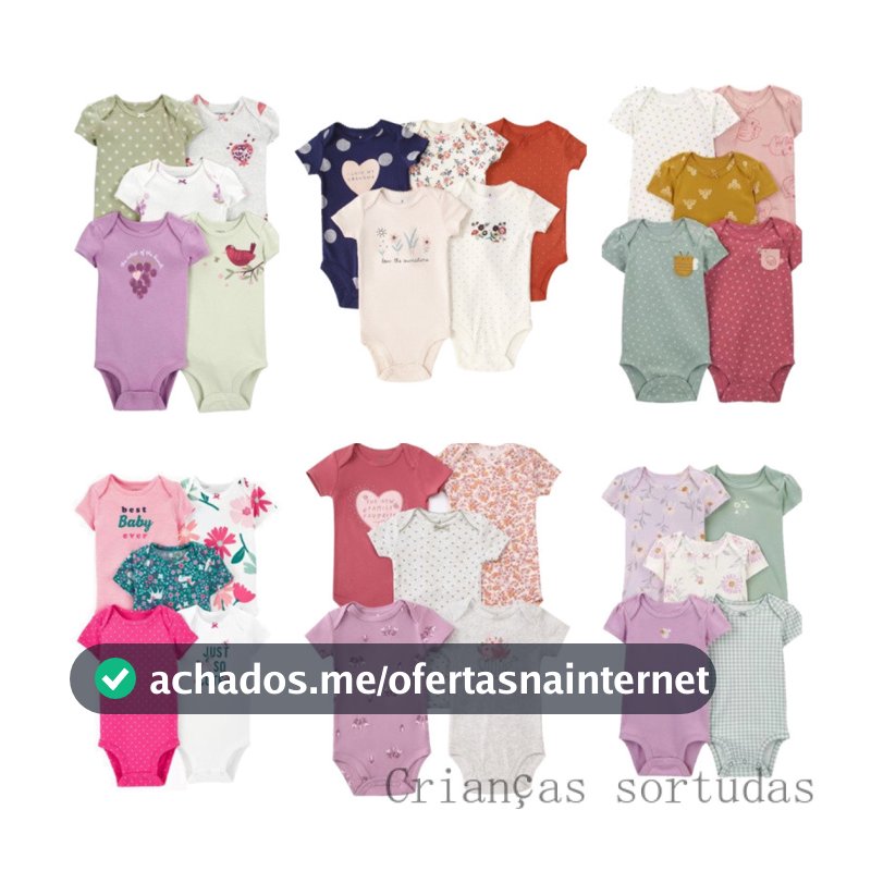 [Promoção] Macacão para meninas/bebê/macacão para meninos/5 peças macacão de bebê de manga curta/roupas de bebê