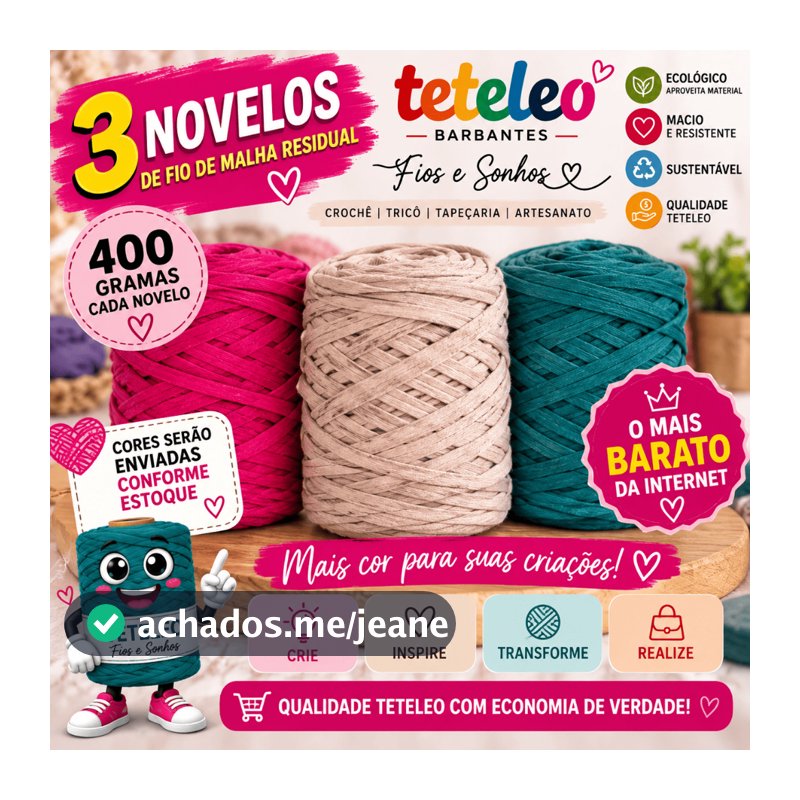 Fio de Malha Residual💖 Premium 400g para Crochê – Extra Limpo e Direto da Fábrica