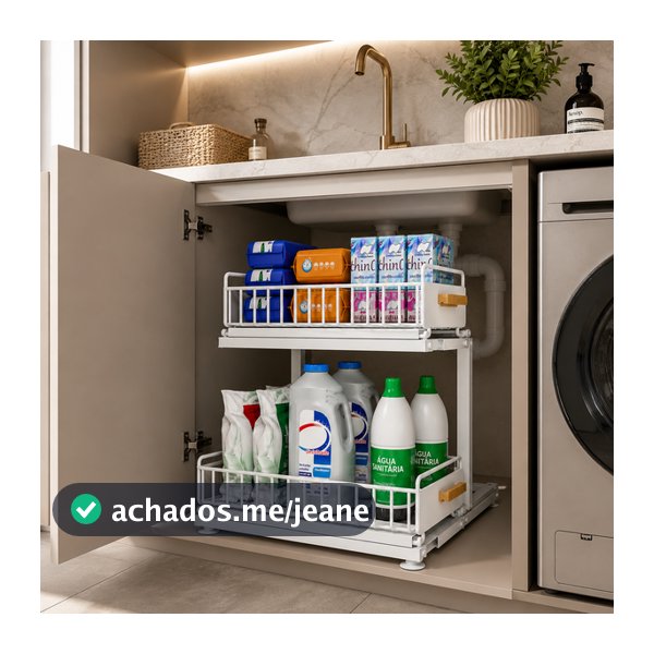 Prateleira Organizadora Com Gavetas Deslizantes em Metal 2 Andares para Cozinha ou 1 andar Banheiro Lavanderia