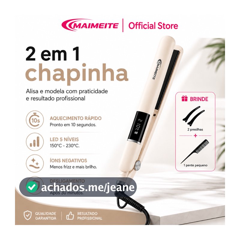 MAIMEITE Alisador De Cabelo Prancha Cabelo Profissional 210º  Chapinha Nano Titanium bivolt Liso/Cachos