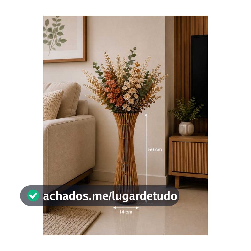 VASO DECORATIVO MEDIO CRU DE MDF.