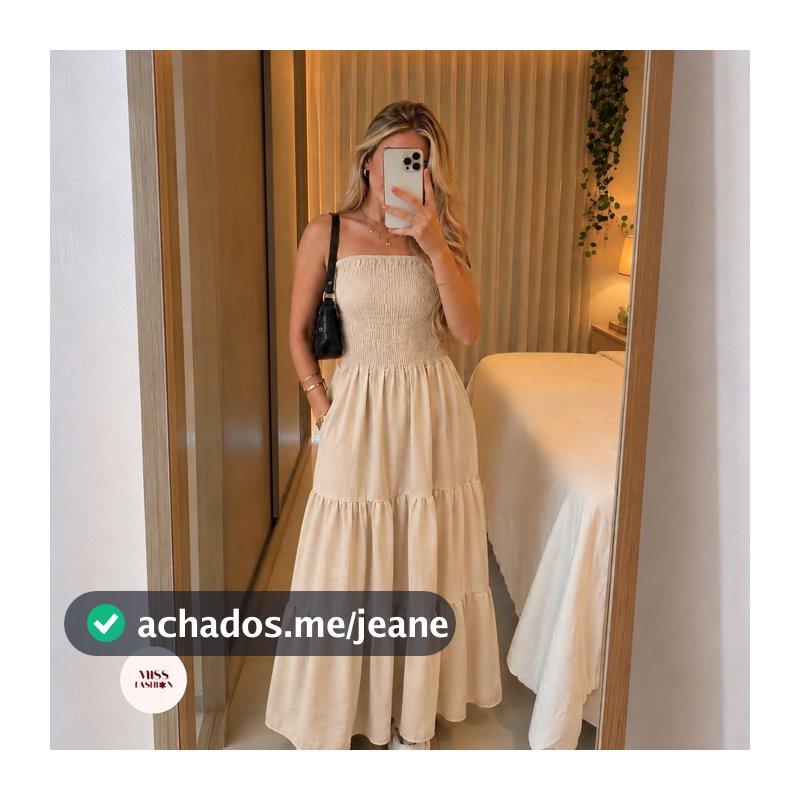 Vestido Longo com Babados e Lastex Feminino Tomara que Caia Tendência