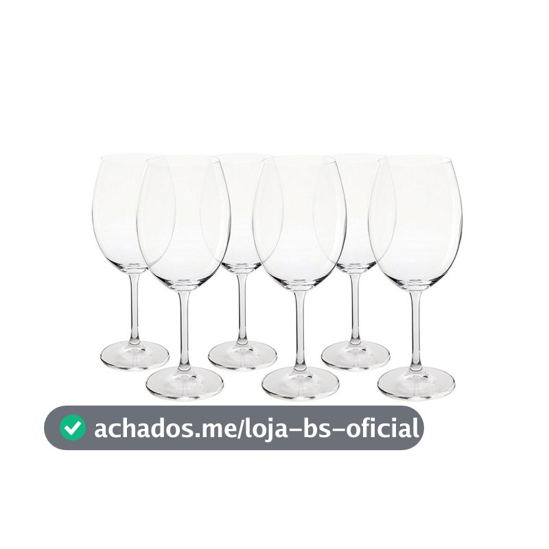 Kit 6 Taças Vinho Tinto Bordeaux Cristal Titanium 580ml Bohemia