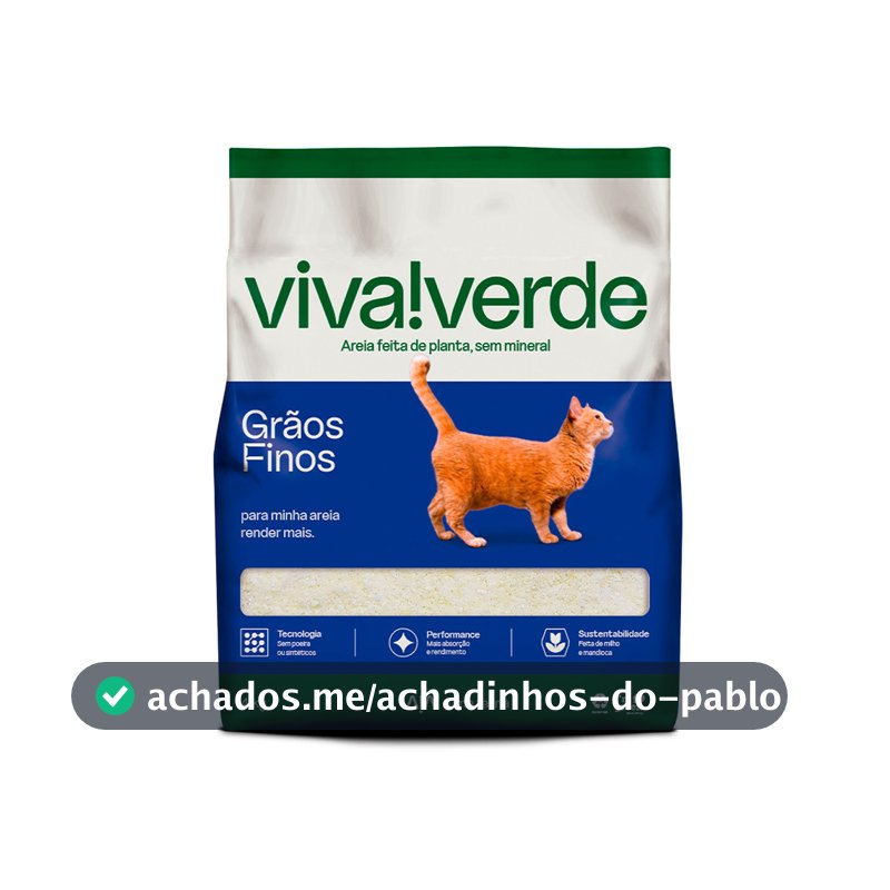 Areia Higienica Viva Verde Para Gatos Grãos Finos 4kg