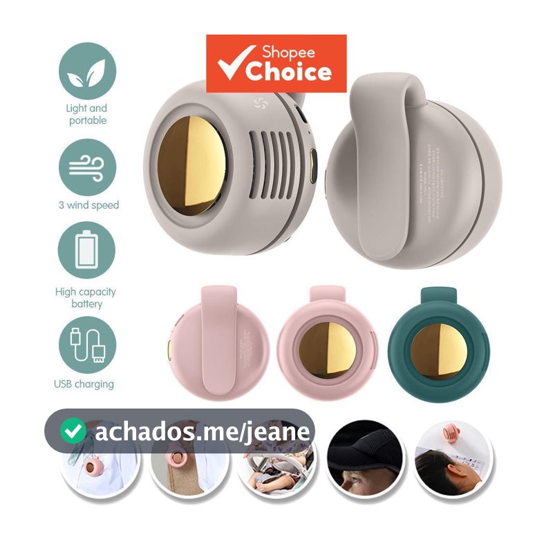Mais Recente Verão . Ventilador De Cintura Sem Lâmina Três Velocidades Ajustáveis Mini E Portátil Silencioso Ao Ar Livre