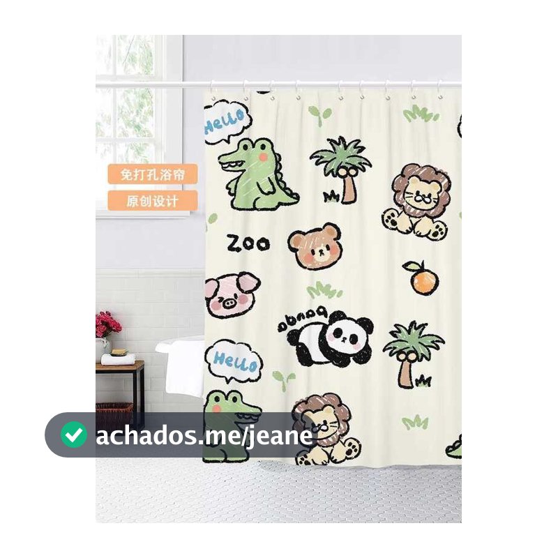 Cortina de chuveiro de desenho animado, cortina fofa de pano higiênico para porta de banheiro, cortina divisória de banh