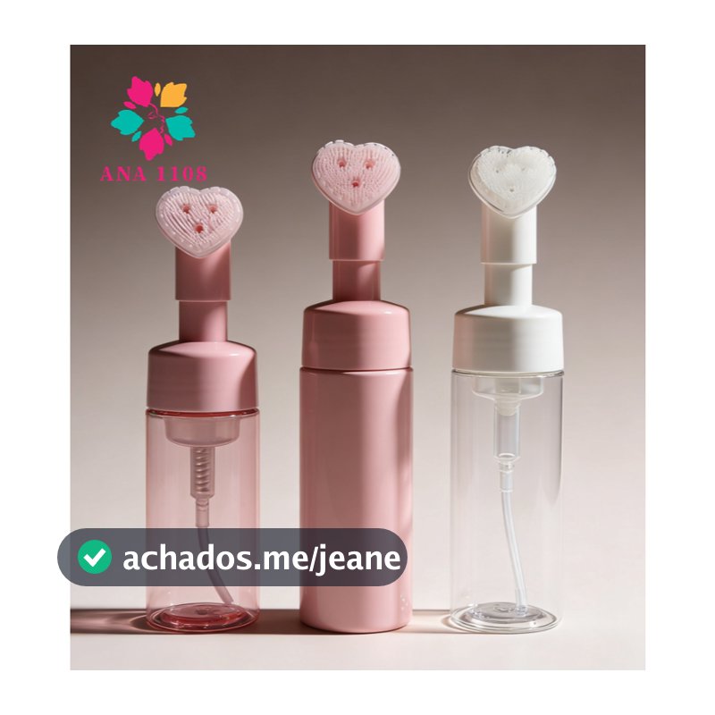 ANA 1108 Frasco PUMP COM ESCOVA DE SILICONE PARA LIMPEZA FACIAL SKINCARE 100MLRosa/150MLRosa/Branco