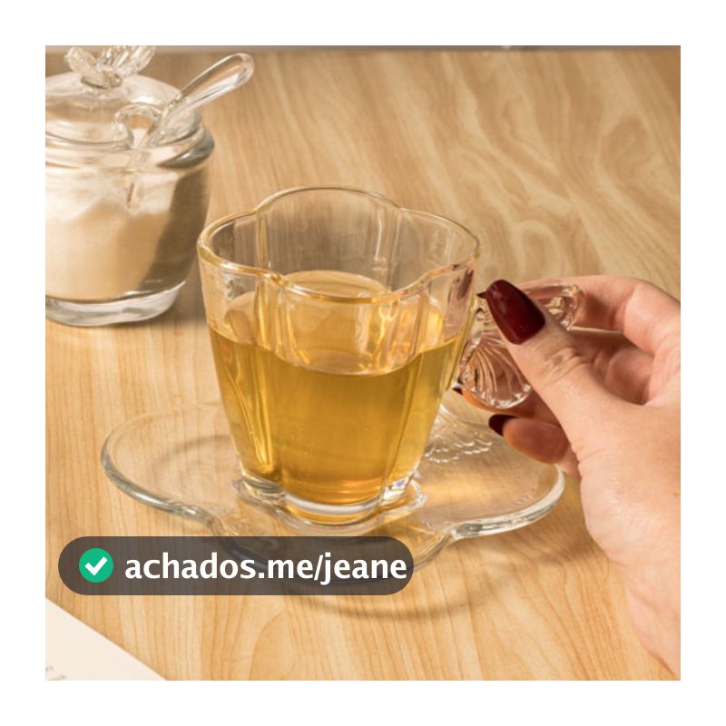Jogo 4 Xícaras de Vidro Transparente Com Píres Butterfly Borboletas Wolff 180ml Chá Grande Cantinho do Café