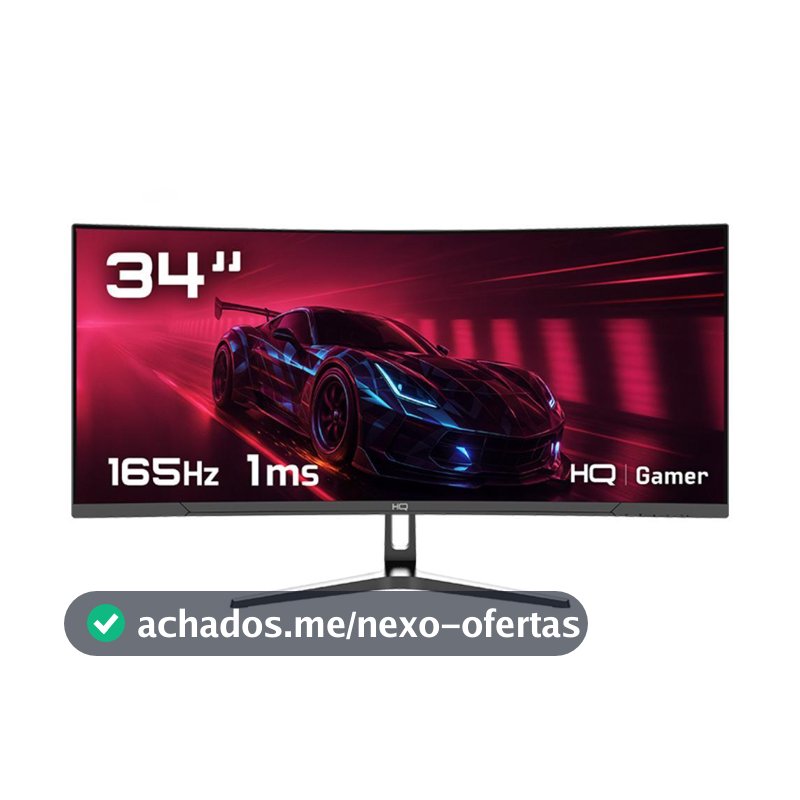 Monitor Gamer 34" Curvo 1ms, 165Hz, UltraWide (QHD) - 3440x1440 AMD FreeSync, HDMI, DP, HQ Premium HQ34C16