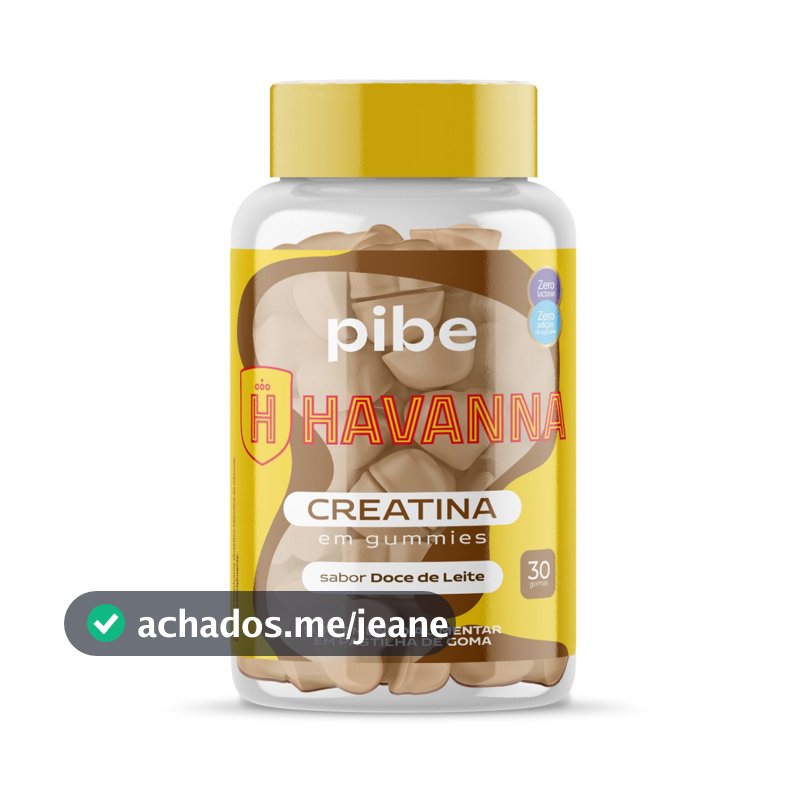 Creatina em Goma Gummy Havanna 3g Zero Açúcar 30 Gomas Sabor Doce de Leite Pibe