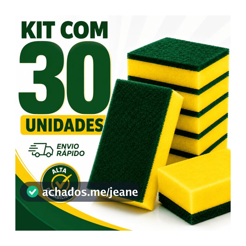 Kit 30 Esponjas Lava Louça Bucha de Cozinha Esponja de Limpeza Multiuso