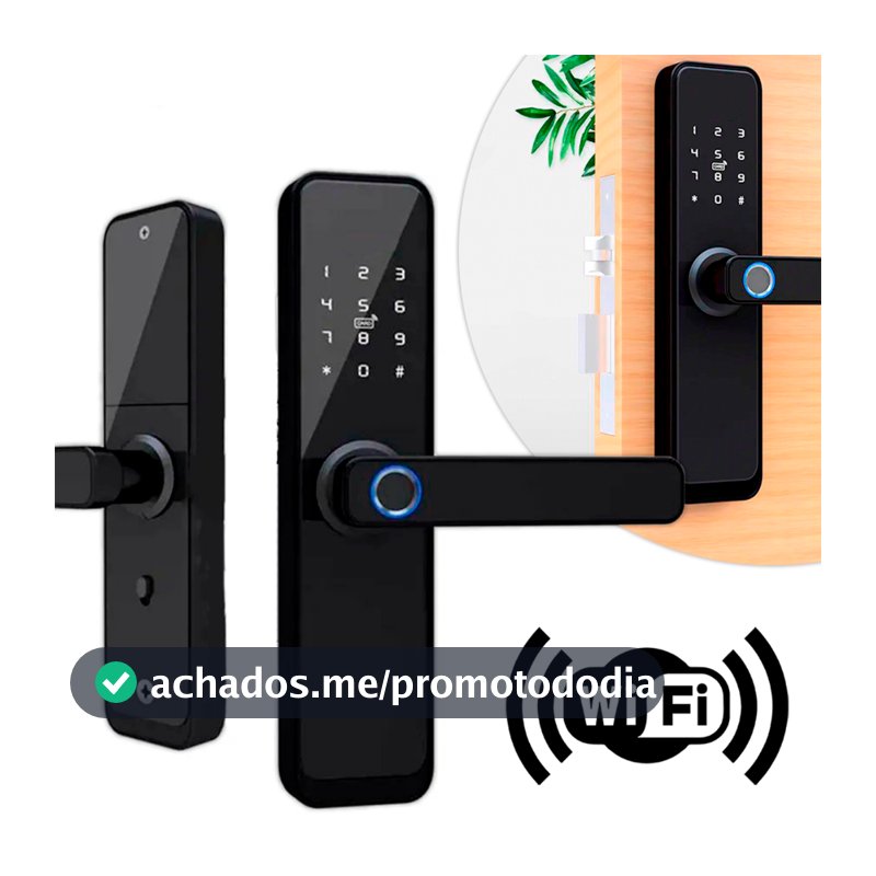 Fechadura Eletronica Digital Senha Biometria Cartao Preto ASUS