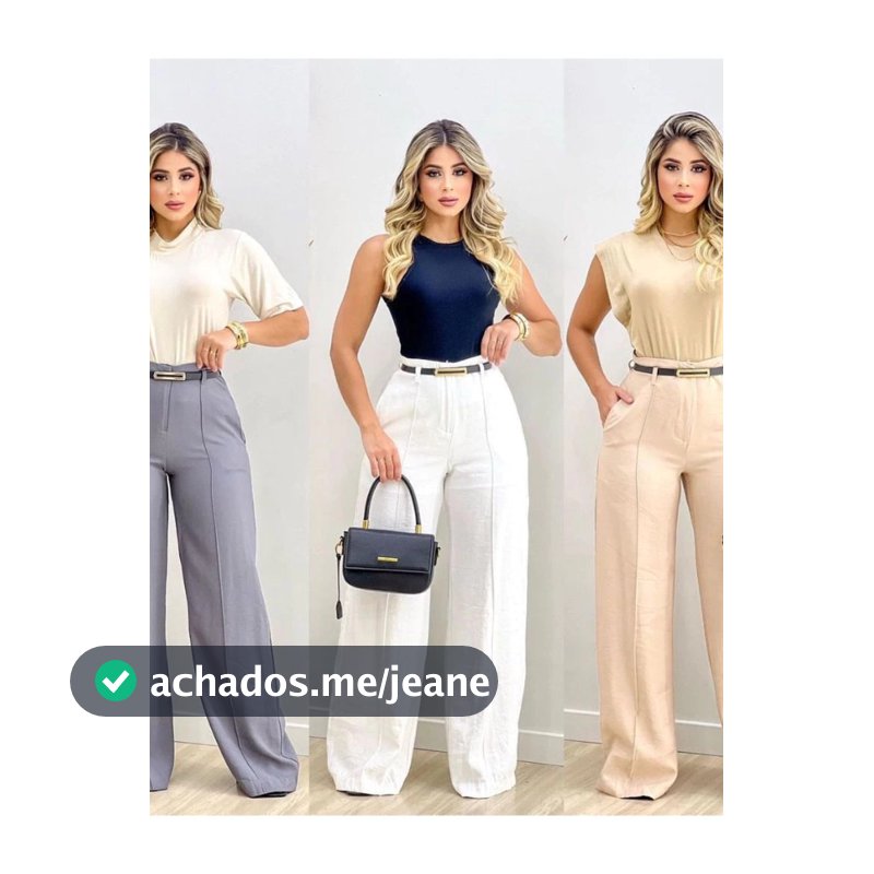 Kit 3 Pantalona Feminina Cintura Alta Com Cinto Calça Alfaiataria Modelo Elegância Luxo Tendencia Blogueira