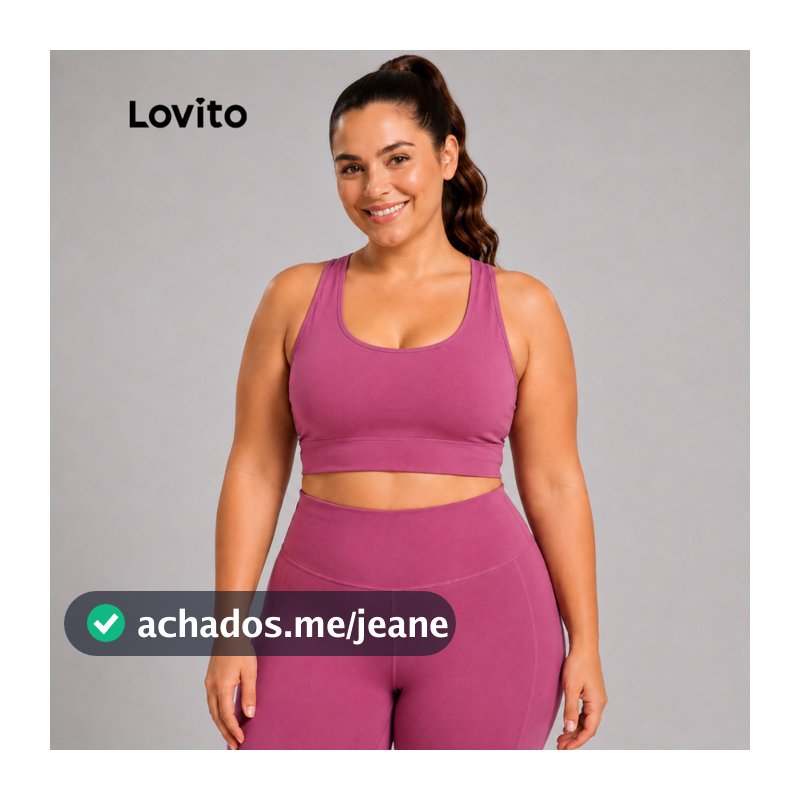 Lovito Plus Size Top Esportivo Bojo Removível Alças Cruzadas SBB1452BRL1482