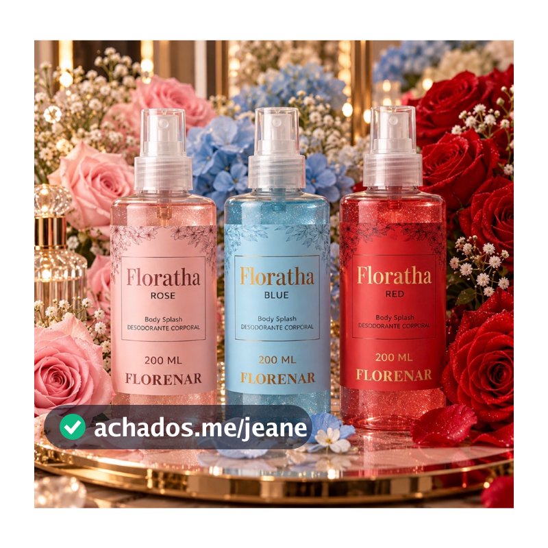 Kit Body Splash Perfume -Red  Rose e Blue - 200ml (cada) - 3 unidades Feminino com gliter