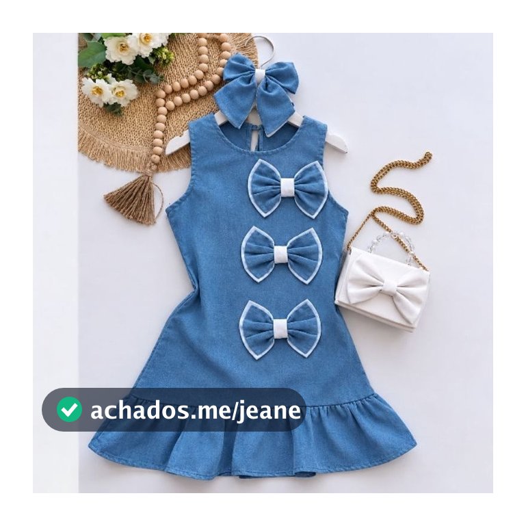 Vestido infantil com três laços em linho