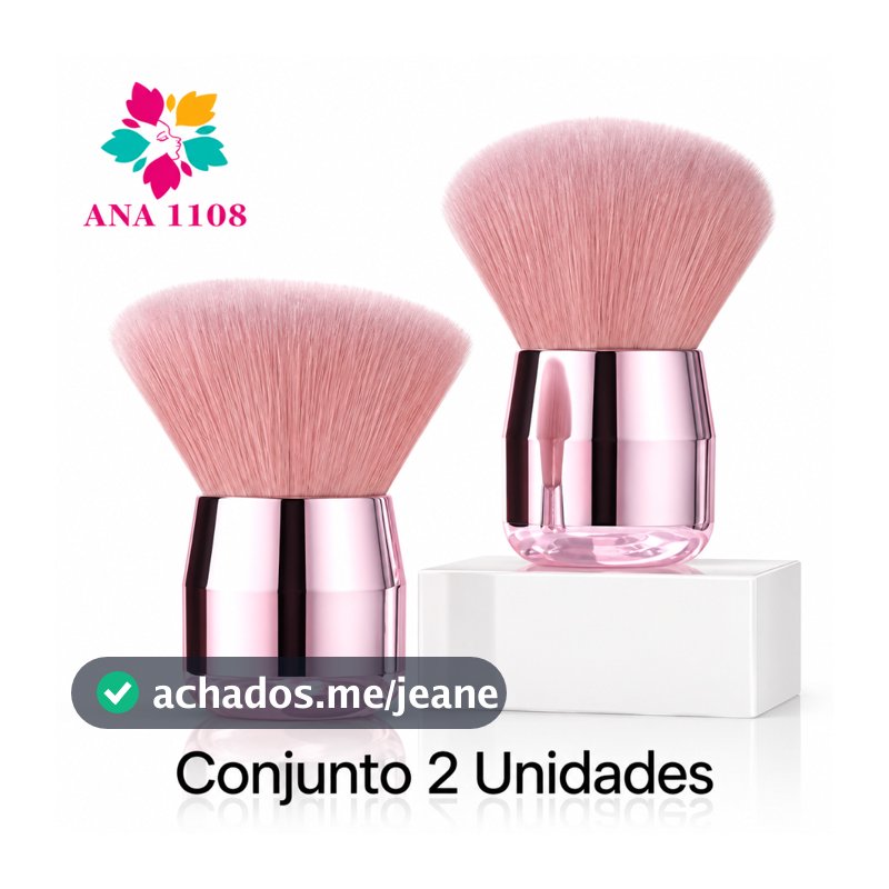 ANA1108 Conjunto Pincéis De Maquiagem De 2 Unidades Facial Pó Blush Base Rosa Kabuki