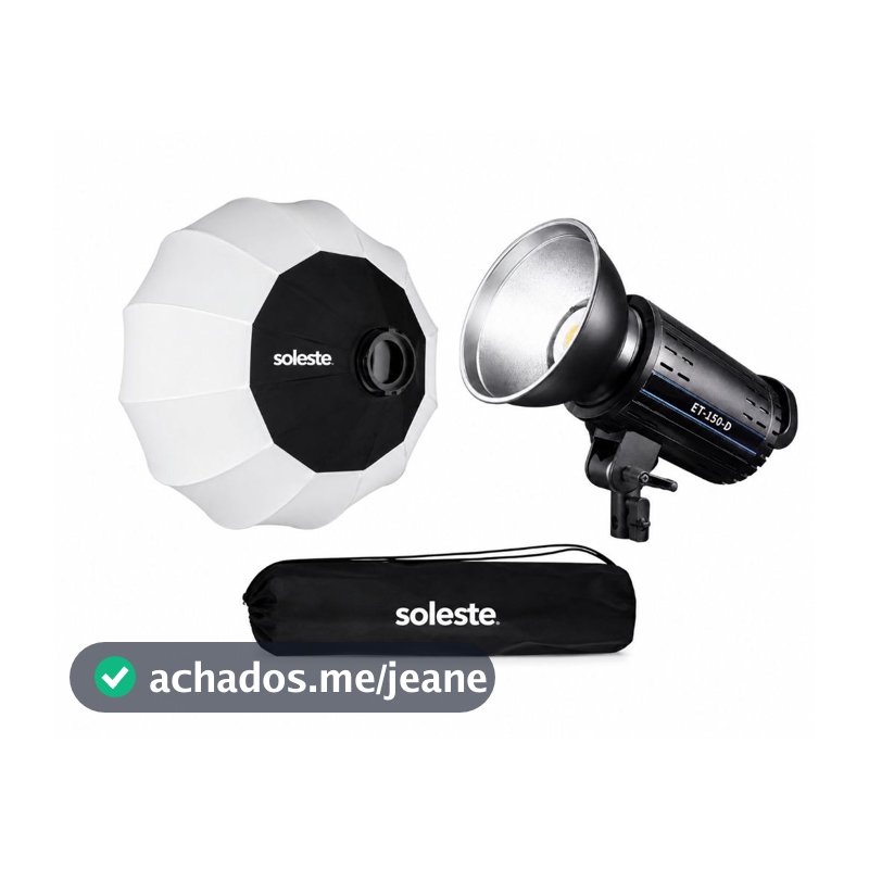 Kit Iluminação Profissional Balão Chinês 65cm + Canhão LED Bowens Soft Box SOLESTE