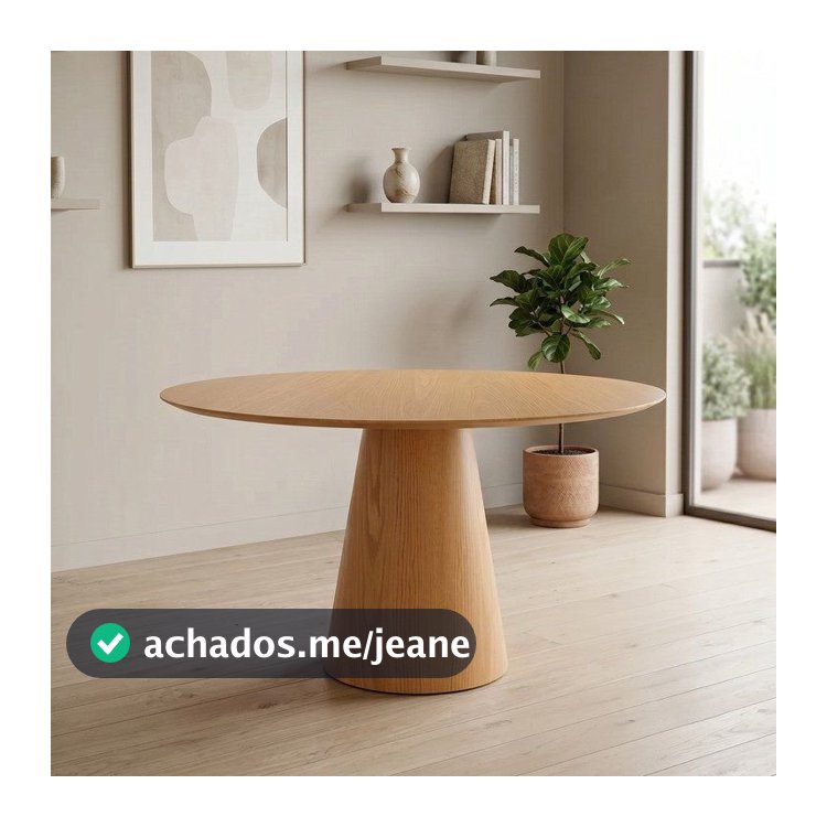 Mesa de Jantar Cone Redonda Laminado em Madeira 120cm Cairo Yescasa Marrom/Castanho Mel Castanho Mel