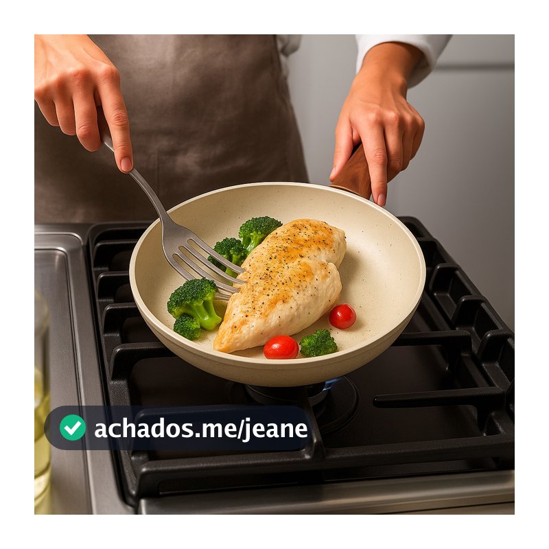 Frigideira Cerâmica Antiaderente Não Gruda Cabo 24cm Fogão Cooktop Indução Gás 1,5L Resistente